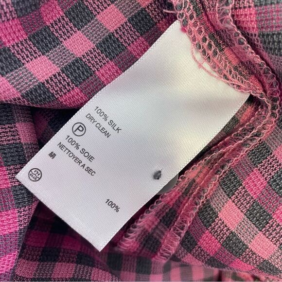Tommy Bahama Silk Button Down Pink Grey Checked Shirt Size XL - Picture 9 of 9